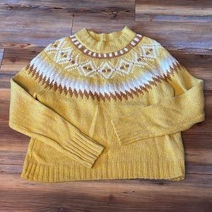 American Eagle Outfitters Yellow Patterned Turtleneck Sweater